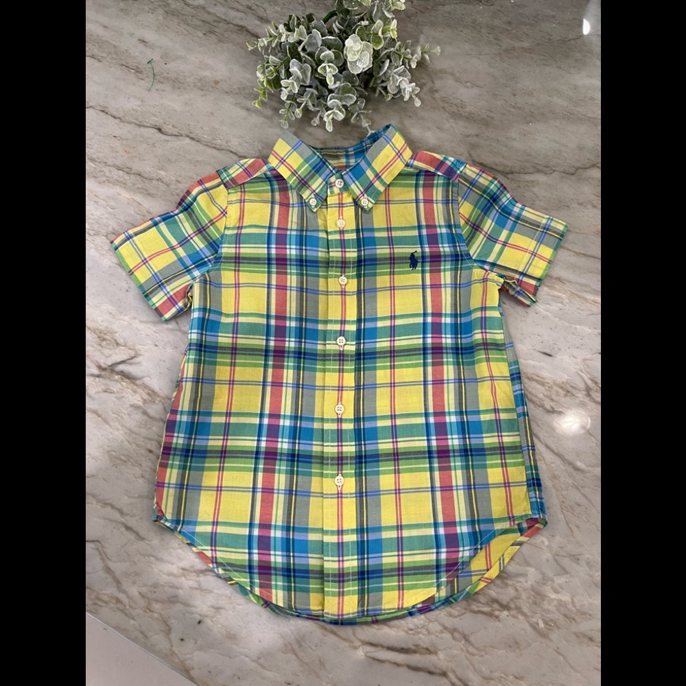 Boy Ralph Lauren colorful plaid short sleeve shirt!